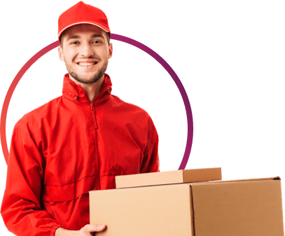 Entregador com caixas representando o setor de distribuição